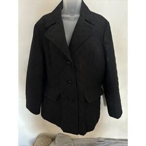 New York & Company Womens Jacket Black‎ Size XL Button Down Quilted Lined